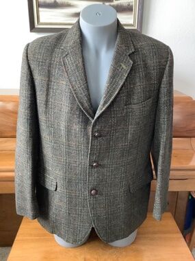 Dunn & Co HARRIS TWEED Heavy WOOL Brown/Olive BLAZER Sport Coat 42R England